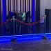 Красный велюровый канат 1,5 м диаметр 32 мм с серебряными карабинами 