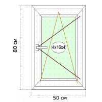 Пластиковое окно 50х80см, поворотно-откидное
