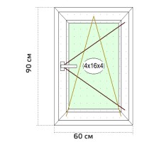 Пластиковое окно 60х90см, поворотно-откидное