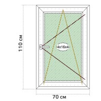 Пластиковое окно 70х110см, поворотно-откидное